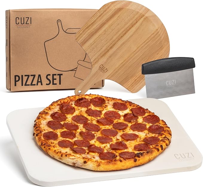 Cuzi Gourmet 3-Piece Pizza Stone Set by CuziGourmet
