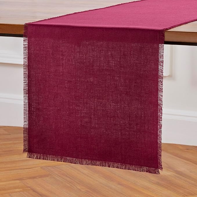 Solino Home Fringe Linen Table Runner 36 Inches by SolinoHome