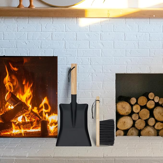 Fireplace Shovel & Brush Set, Large Ash Shovel and Hearth Brush - Image 6