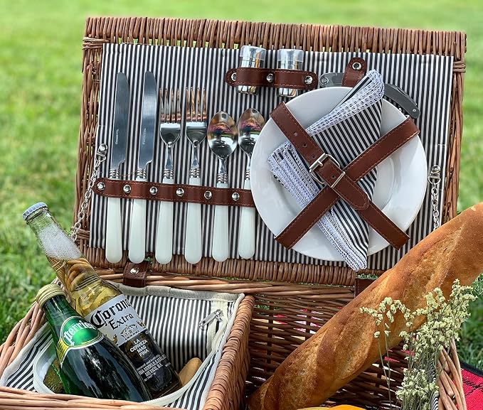 Picnic Basket for 2, Willow Hamper Set - Image 7