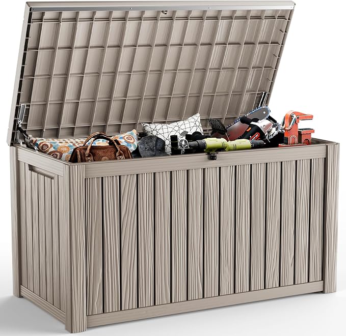 EasyUp 200 Gallon Outdoor Storage Box Waterproof, Lockable Resin Deck Box UV by EASYUP
