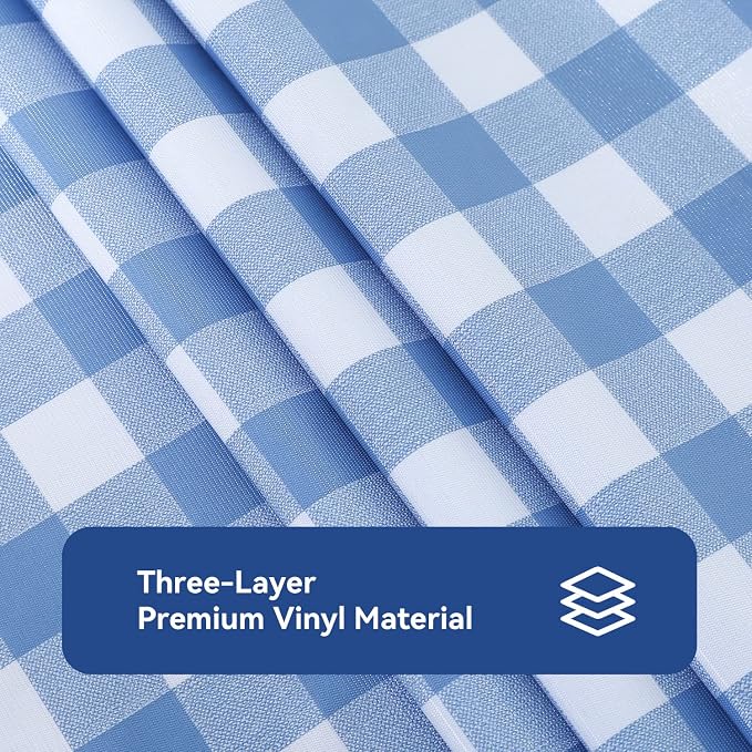 Romanstile Rectangle Vinyl Tablecloth, 100% Waterproof Buffalo Gingham Plastic - Image 6