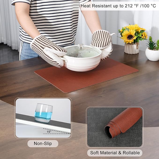 Myir JUN Placemats Dual Sided, Faux Leather Place Mats Set of 6 Indoor - Image 5