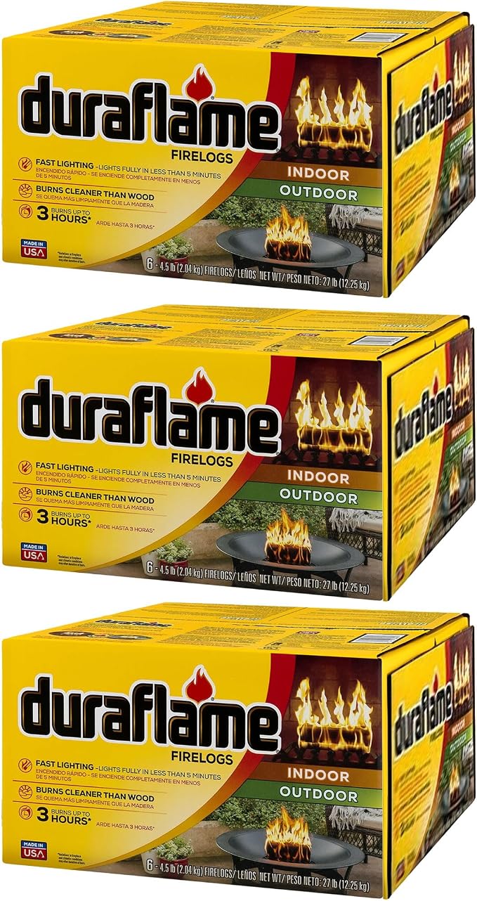 Duraflame 4.5 Pound 3 Hour Long Burn Time Indoor Outdoor Quick Light Fire Log by Duraflame