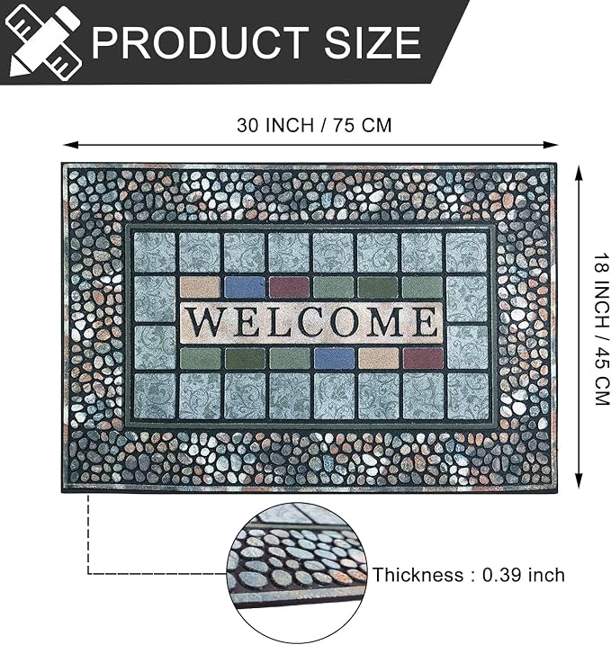 CHICHIC Rectangle Entrance Door Mat Large 18 x 30 Inch Entry Way High Traffic - Image 3