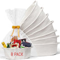 8 Pack Small Woven Basket with Gift Bags and Ribbons, All 12"x 8"x 5", Empty by MakeLifeBetterEasier