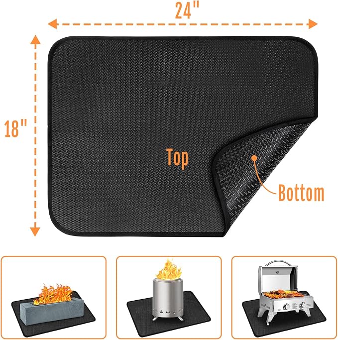 24x18 Inches Under Grill Mat for Outdoor Tabletop Grill Deck Protector - Image 2