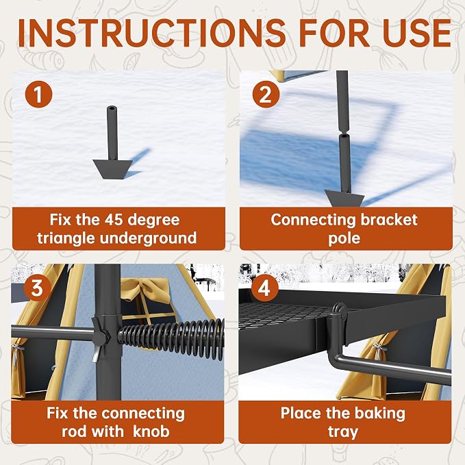 Folding Campfire Grill grate, Compact Height-Adjustable Fire Pit Grilling Grate - Image 5