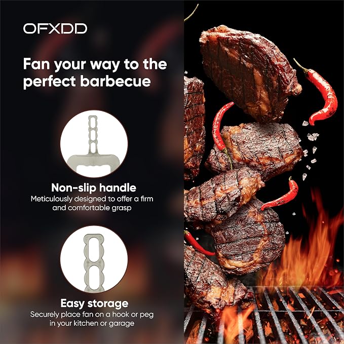 Heat Resistant Plastic Barbecue Hand Fan BBQ Flame Blower, Bbq hand fan color - Image 5