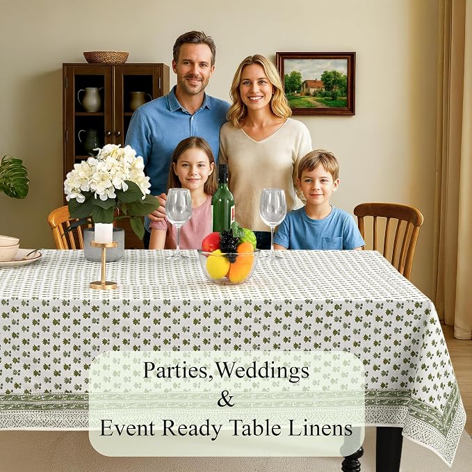 CPC Lotus Meadow Tablecloth 100% Cotton 60x60 Inch Indian Block Print Rectangle - Image 3