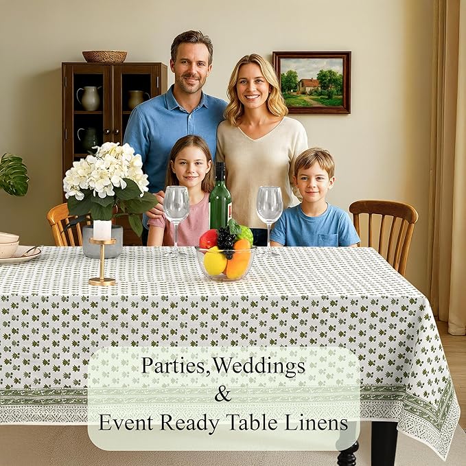 CPC Lotus Meadow Tablecloth 100% Cotton 72x140 Inch Indian Block Print - Image 3