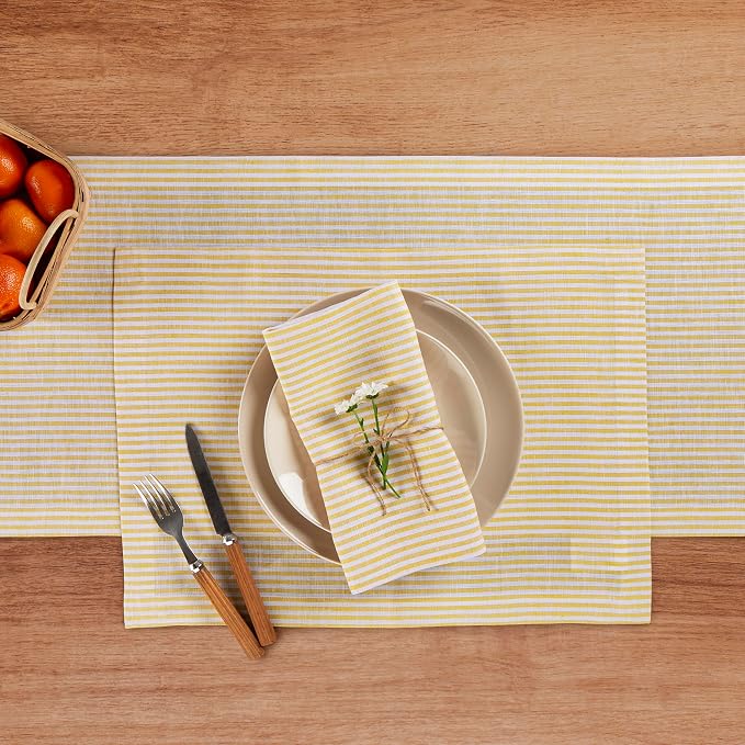 Solino Home Linen Striped Table Runner 144 Inches Long - Image 3