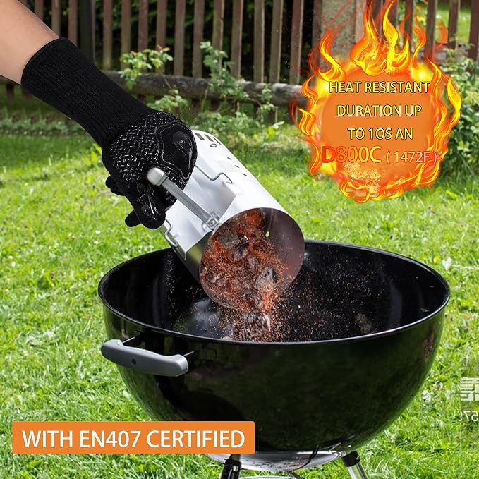 BBQ Fireproof Gloves, Grill Cut-Resistant 1472°F Heat Resistant Gloves - Image 4