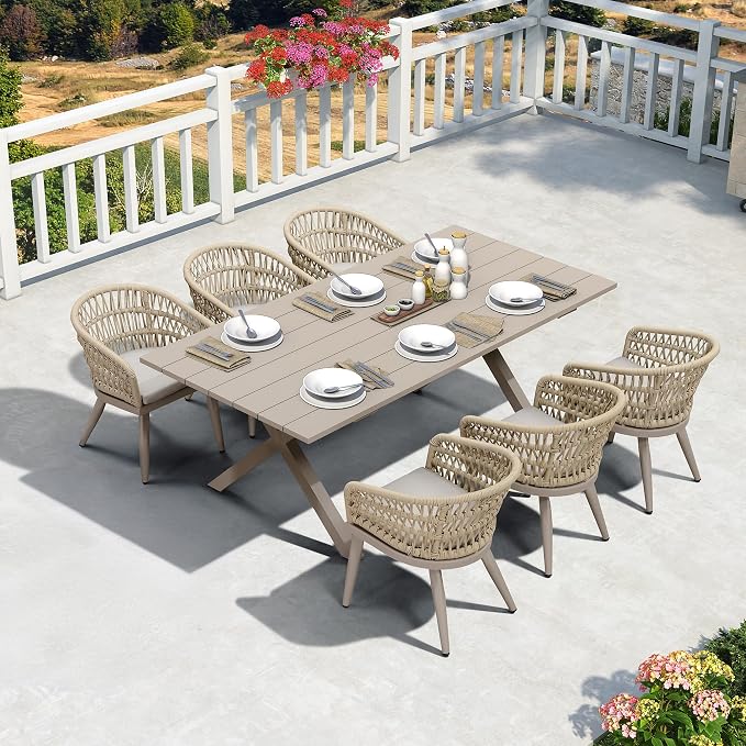 PURPLE LEAF Outdoor Dining Set All-Weather PE Rattan Patio Dining Furniture Set by PURPLELEAF