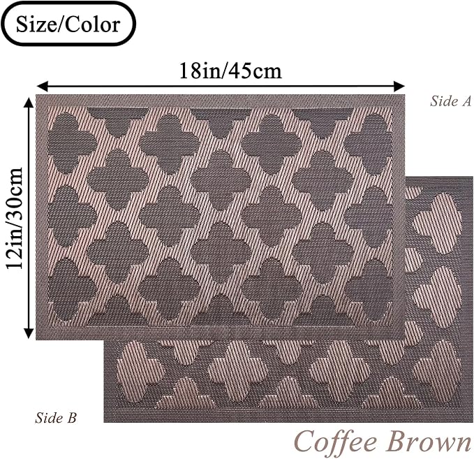 Elegant Placemats Set of 6, Plastic Heat-Resistant Non-Slip Vinyl Place Mats - Image 2