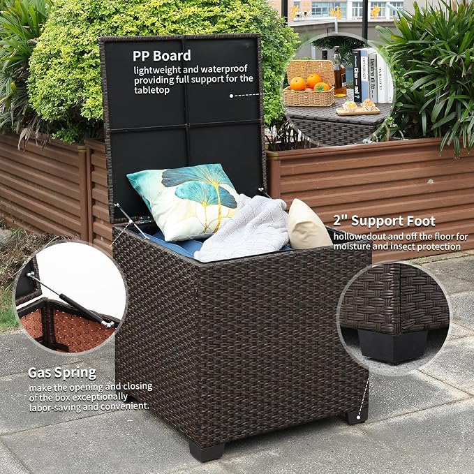 Rattaner 80 Gallon Wicker Outdoor Storage Box Square Patio Storage Bin - Image 4
