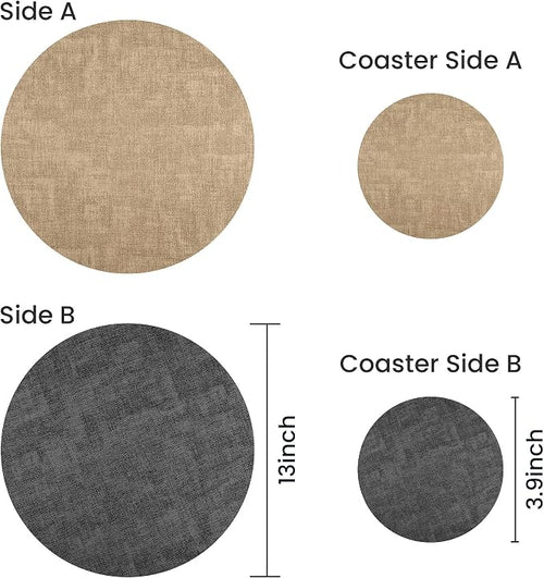 13-Inch Faux Leather Round Placemats Set of 12, Waterproof Anti-Slip Dual Sided - Image 2