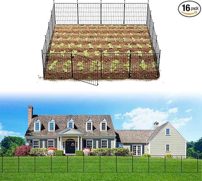 FXW Decorative Garden Fence for Yard - 24in x 29.6ft 16 Panels - Metal Fencing by FXW