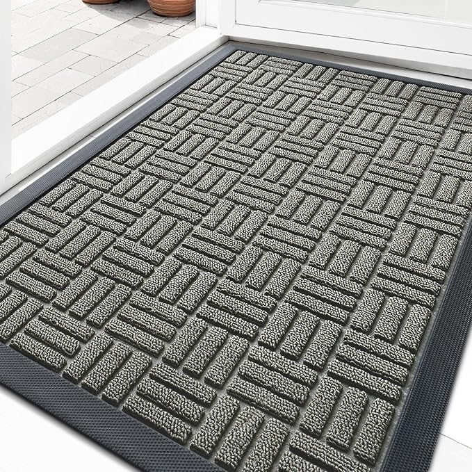 OLANLY Front Door Mat Outside Entrance 33x21, Heavy Duty Sturdy Natural Rubber by OLANLY