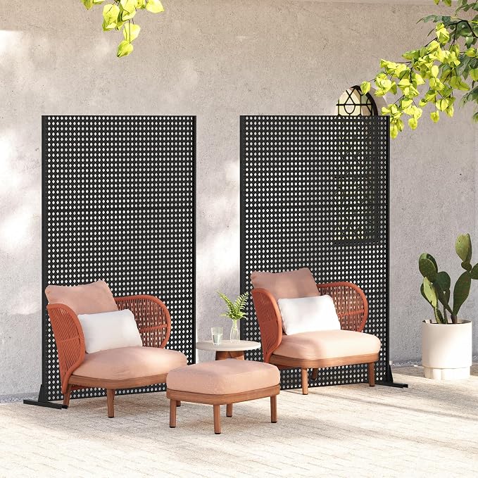 Domi Metal Privacy Screen, Freestanding Outdoor Indoor Divider 1 Piece - Image 9