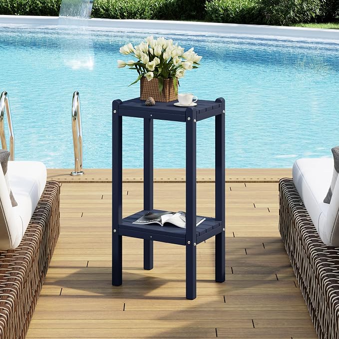Costaelm Outdoor Side Table, 2-Tier Small Patio Coffee Tables - Image 2
