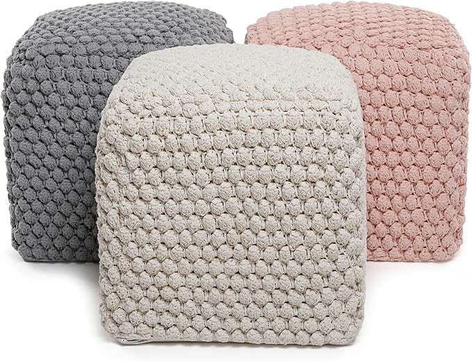 BIRDROCK HOME Bud Pouf Foot Stool Ottoman - Image 7