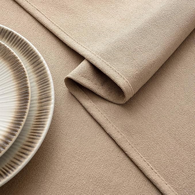 MIULEE Brown Linen Polyester Tablecloth 60x84 Inch Rectangle Table Cloth - Image 3