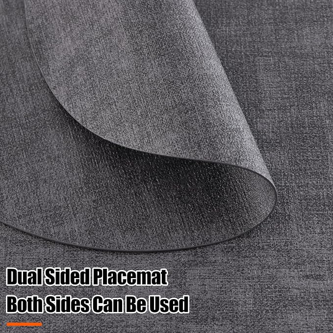 Homaxy Round Faux Leather Placemats and Coasters, Washable Dual-Side Table Mats - Image 3