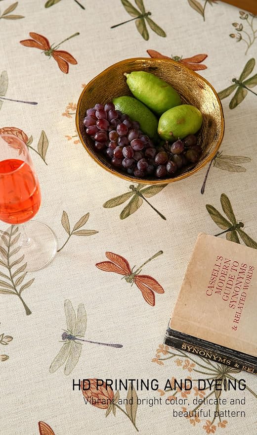 ISAENNE Designer Floral Linen Small Round Tablecloth, French Off White Elegant - Image 3