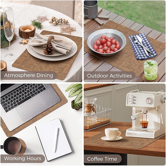Vinyl Placemats Set of 4, Faux Leather Waterproof and Heat Resistant Place Mats - Image 6