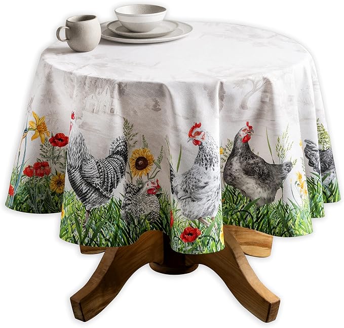 Maison d' Hermine Table Cloth Round Table 100% Cotton 63 Inches Tablecloth by MaisondHermine