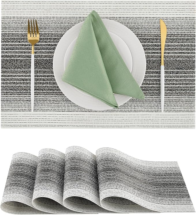 Leetaltree Black with White Woven Placemats Set of 4 by Leetaltree-ArtatEveryTable