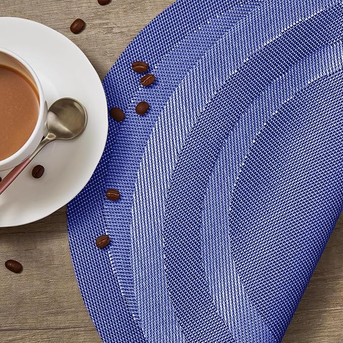 Round Placemat Set of 6 Heat Resistant Vinyl Washable Kitchen 15 inch Placemats - Image 7