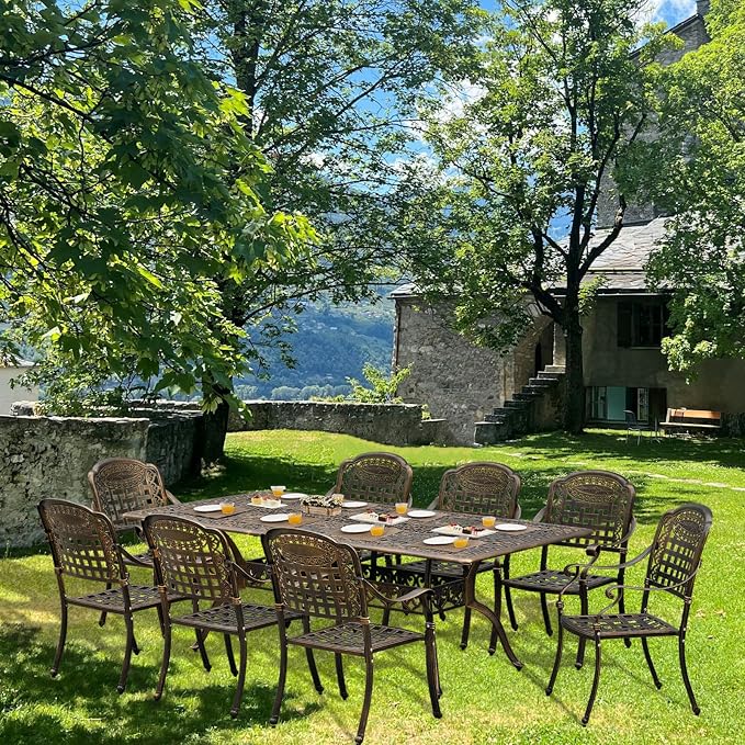 86" Large Outdoor cast Aluminum Patio Dining Table, Rectangular Outdoor Bistro - Image 3