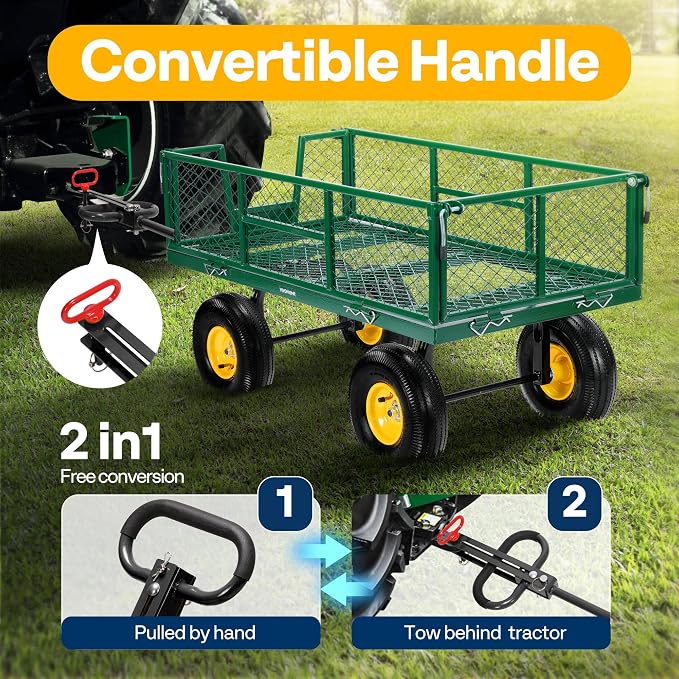 VIVOHOME Garden Cart Steel Heavy Duty 900 LBS Yard and Garden Wagon - Image 6