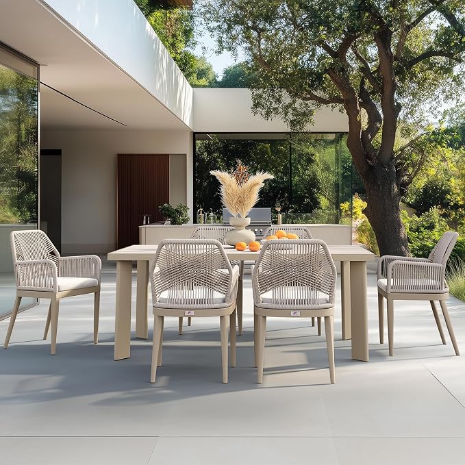 PURPLE LEAF 7 Pieces Patio Dining Set Aluminum Modern Rectangular Table and - Image 2