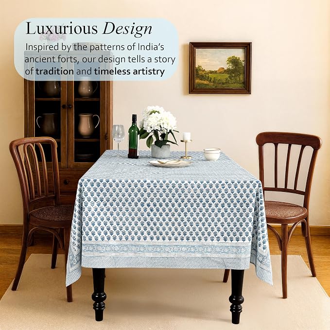 CPC Tablecloth 100% Cotton 60x60 Inch Indian Block Print Square Table Cover - Image 2