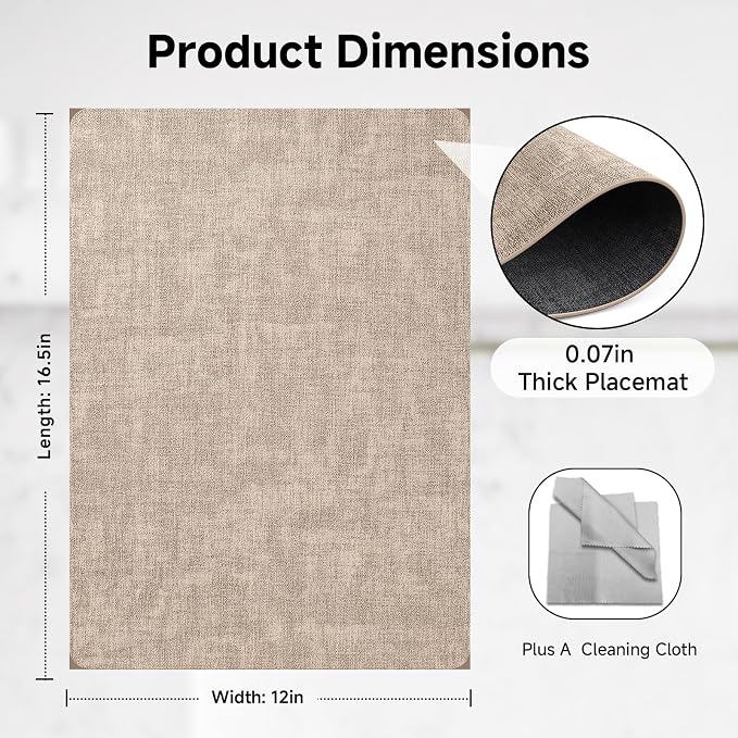 Faux Leather Vinyl Placemats Set of 6 Wipeable Heat Resistant Place Mats 100% - Image 5