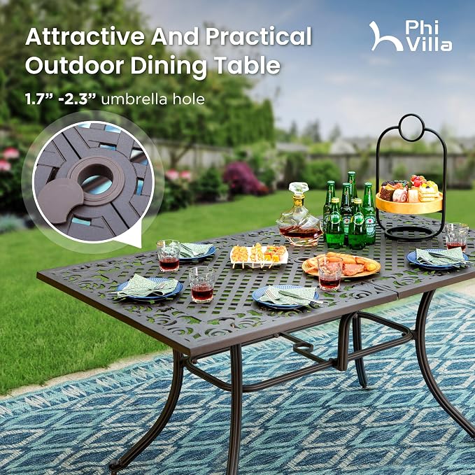 PHI VILLA Cast Aluminum Patio Dining Set - Image 6