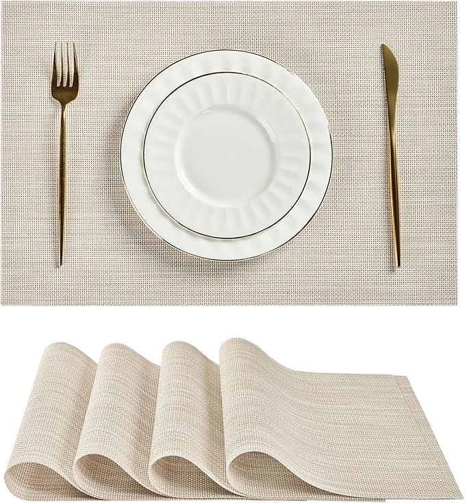 Leetaltree Beige White Placemats Set of 4 by Leetaltree-ArtatEveryTable