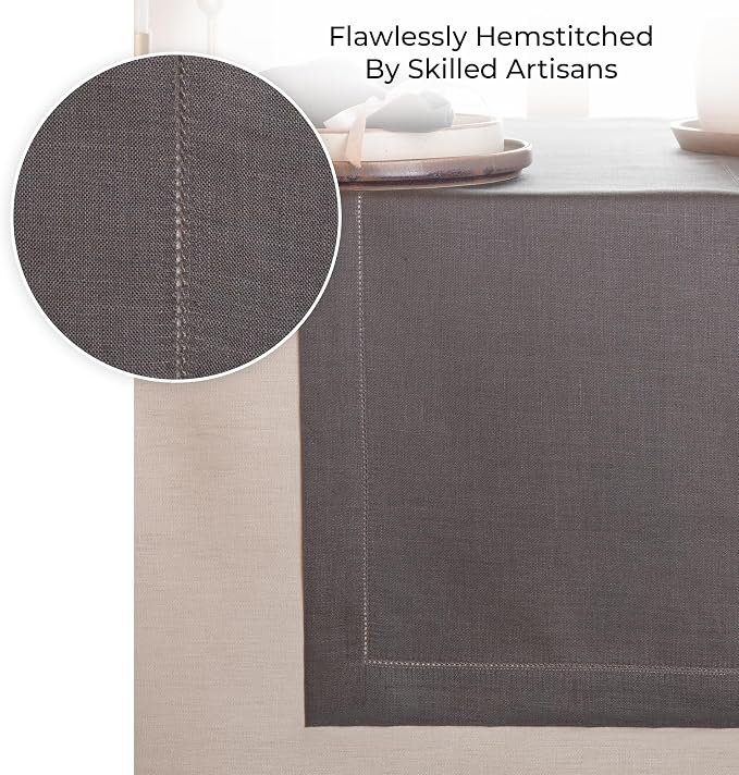 D'Moksha Homes Linen Charcoal Grey Table Runner 36 Inches - Image 3