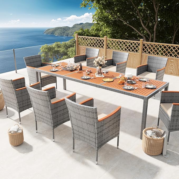 Devoko Outdoor Patio Dining Sets 9 Pieces Wicker Outdoor Dining Table and - Image 2