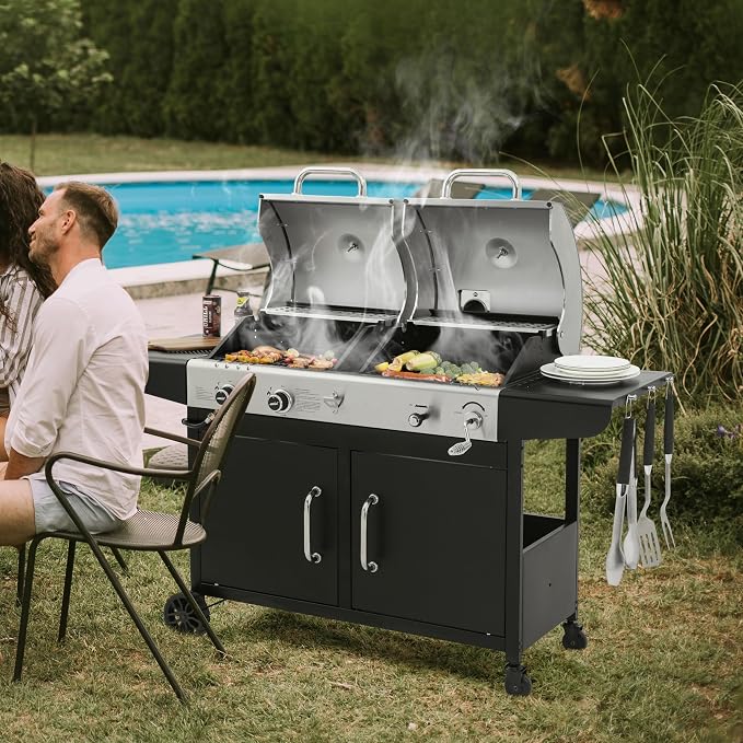 Royal Gourmet ZH3002N Propane Gas and Charcoal Grill Combo, Dual Fuel BBQ Grill - Image 10