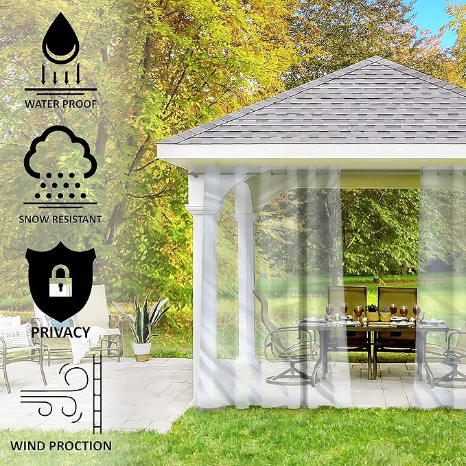 Covers & all Outdoor Clear Tarp Curtain, 18oz Clear Outdoor Curtains - Image 3
