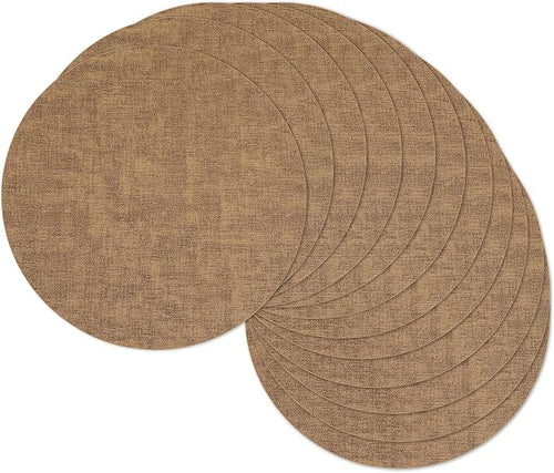 13" Round Placemats Set of 12, Reversible Faux Leather Heat Resistant Table Mats by NCUE