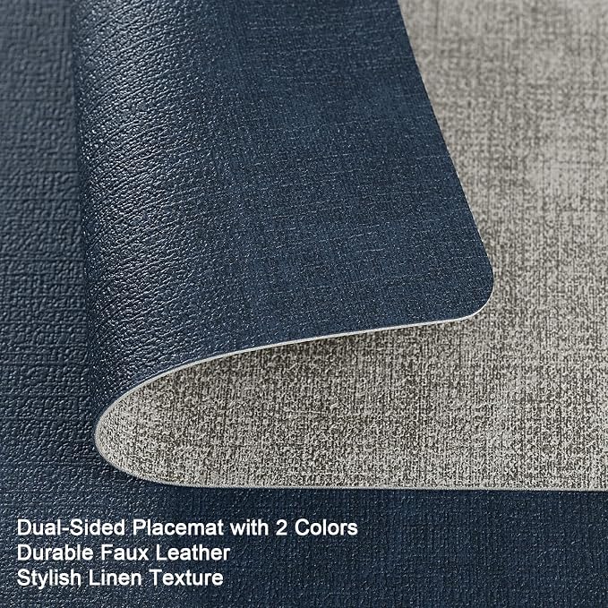 Myir JUN Placemats Dual Sided, Faux Leather Place Mats Indoor Set of 8 - Image 2