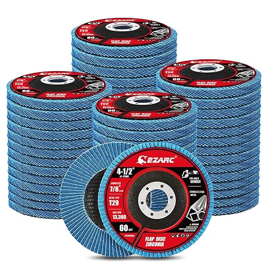 EZARC Flap Discs 60 Grit, 4 1/2 x 7/8-Inch Flap Sanding Disc, Type 29 Zirconia by EZARCTools