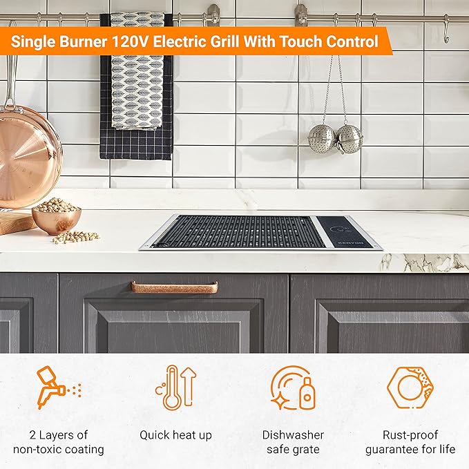 Kenyon No-Lid Built-In Electric Grill, Stainless Steel Grill - Image 3