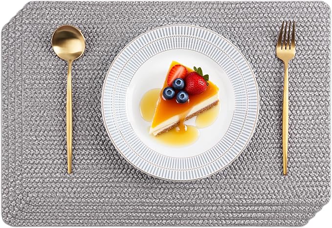 POLYTE Indoor/Outdoor Washable Woven Vinyl Table Dining Placemats by Polyte