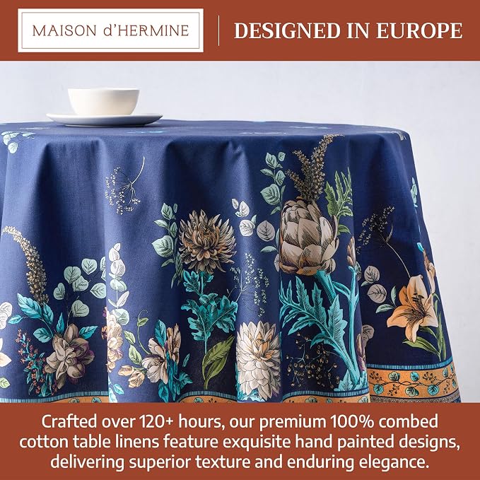 Maison d'Hermine Premium Table Cloth Round Table 100% Cotton 70 Inches - Image 3